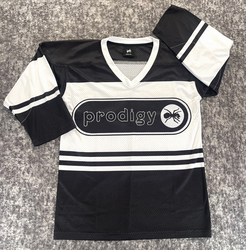The Prodigy Band 90 Hockey Jersey M Black White Striped Techno Music Apparel